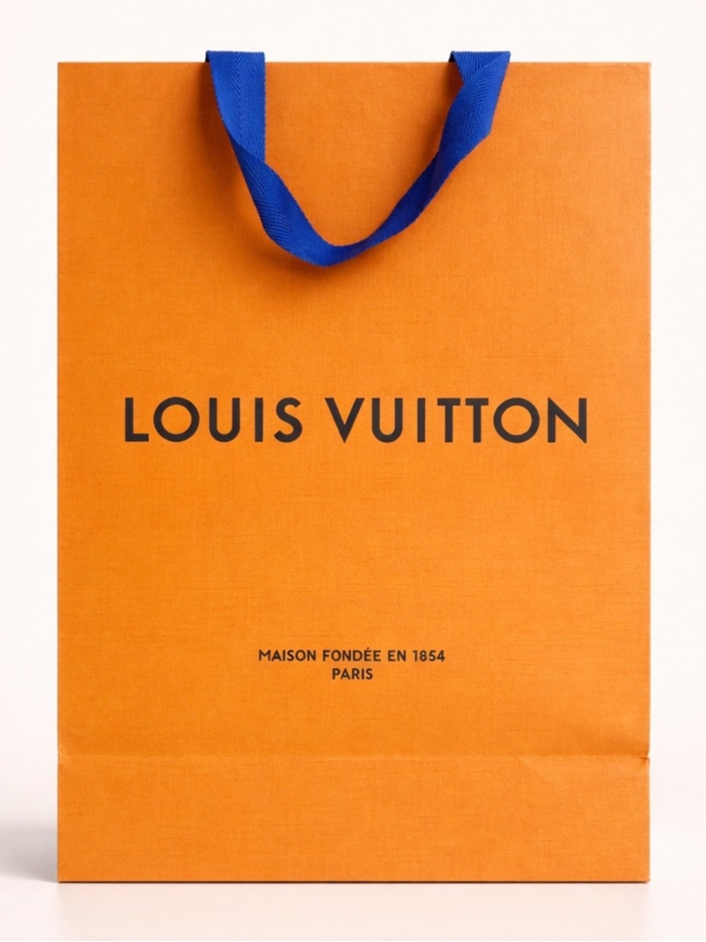 Louis Vuitton Orange Shopping Gift Bag Blue Handles 9.75 x 14 - Picture 4 of 7